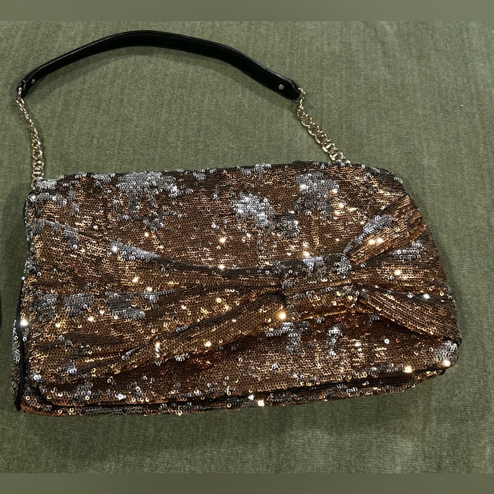 KATE SPADE GOLD AND SILVER SEQUIN PAOLA CLUTCH PURSE